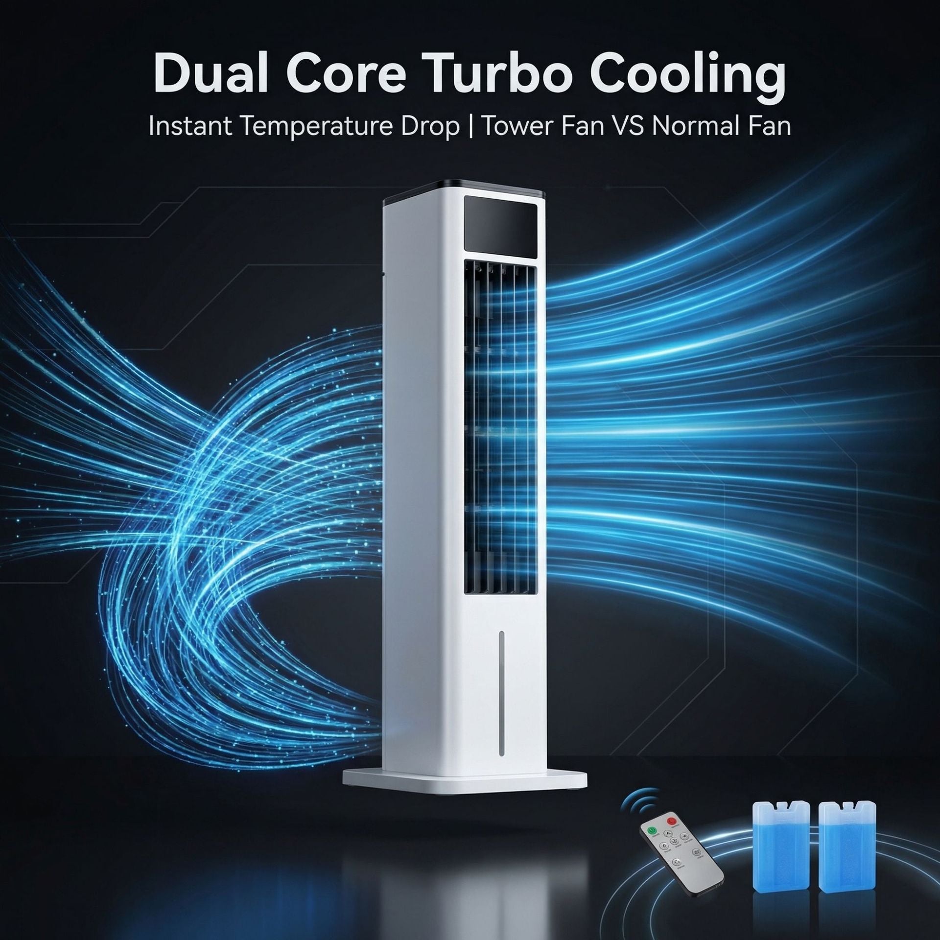 Portable Tower Evaporative Air Cooler Oscillating Remote Control