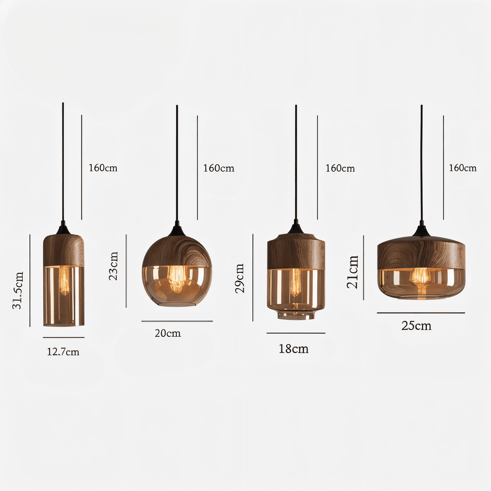 Nelyn – Suspension en verre rétro hauteur réglable