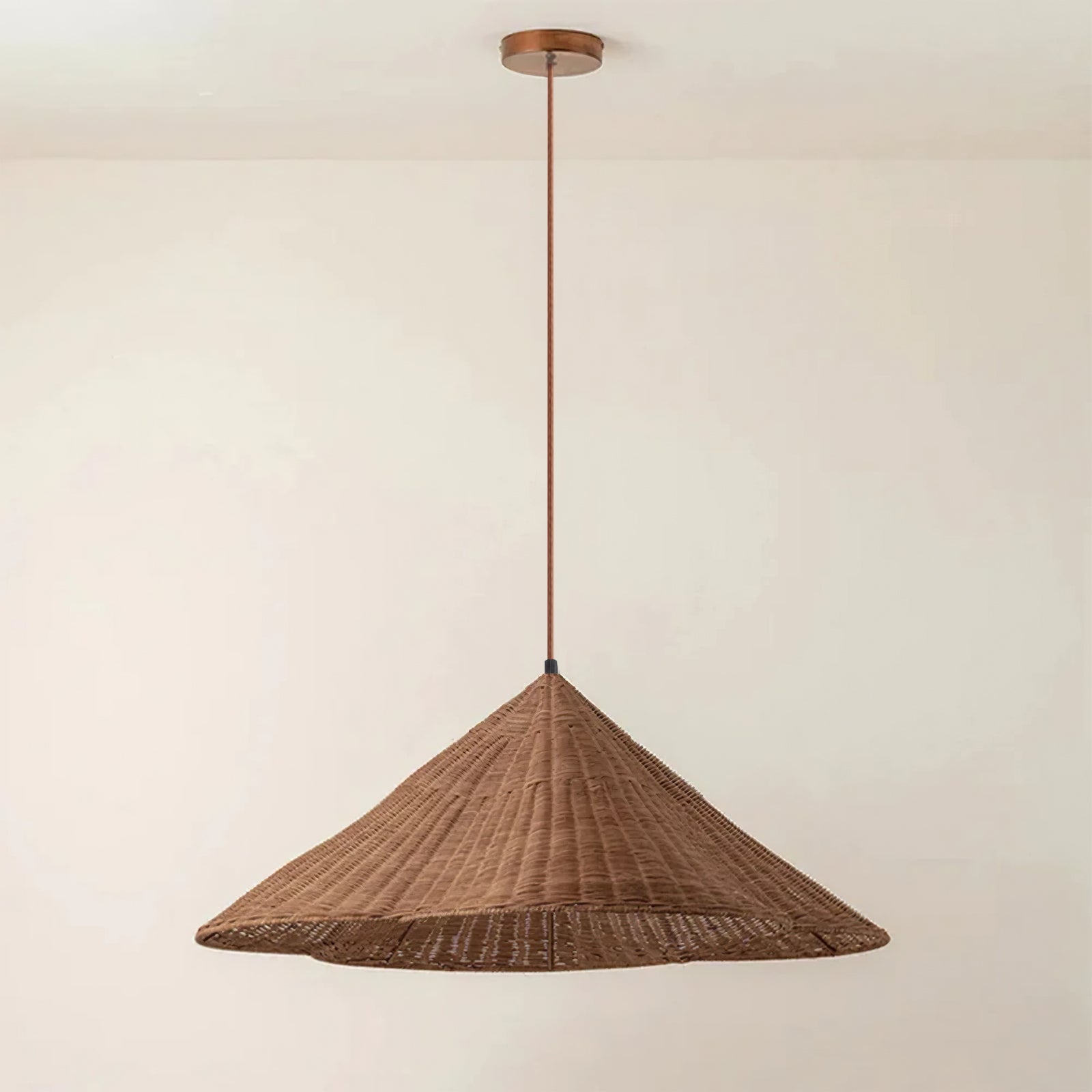 Calyran - Lampada a sospensione retrò in rattan intrecciato con bordi smerlati