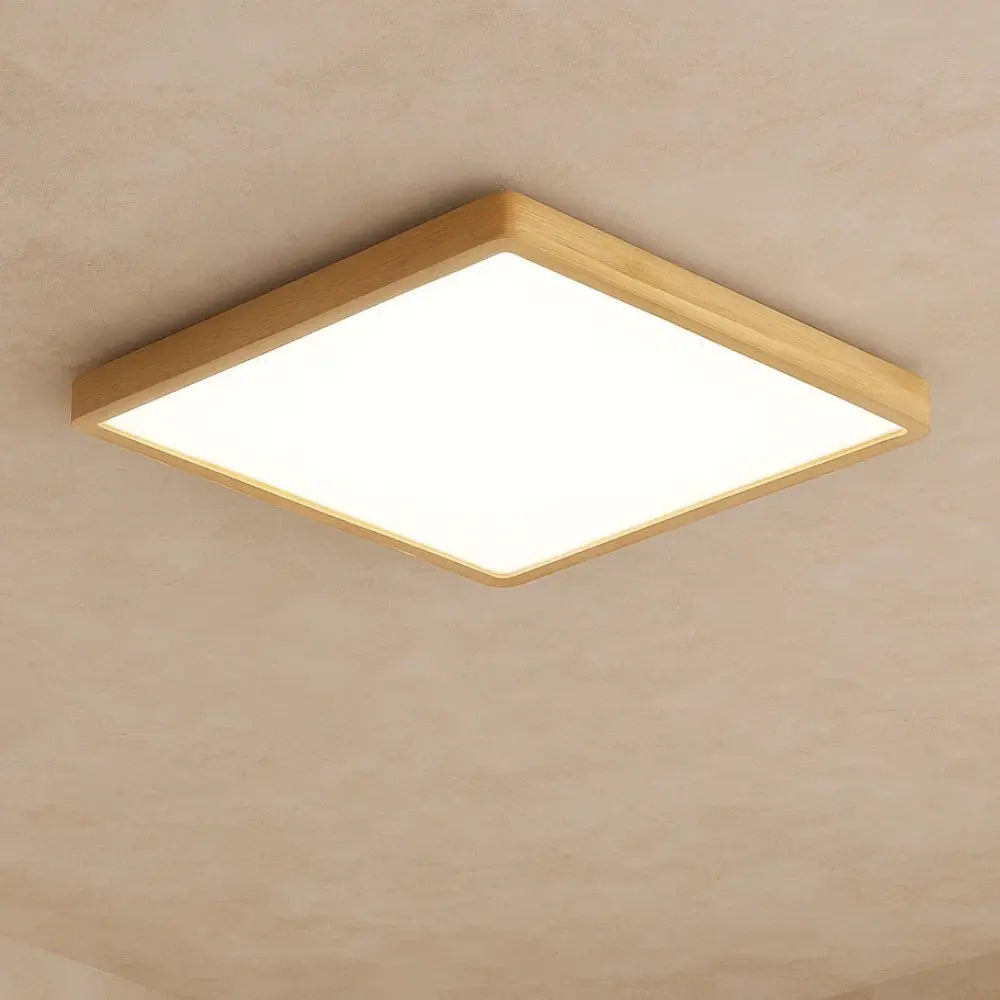 Quadreos - Lampada da soffitto quadrata a LED con cornice in legno