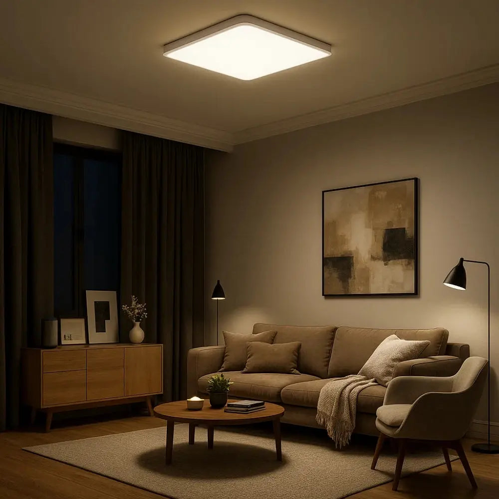 Quadreos - Lampada da soffitto quadrata a LED con cornice in legno