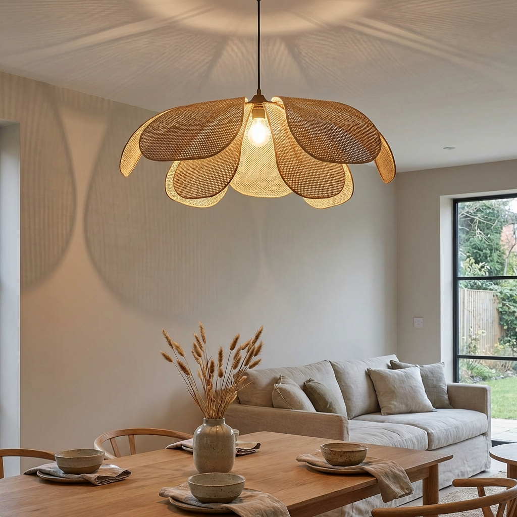 Solviera - Suspension pétale en rotin tressé