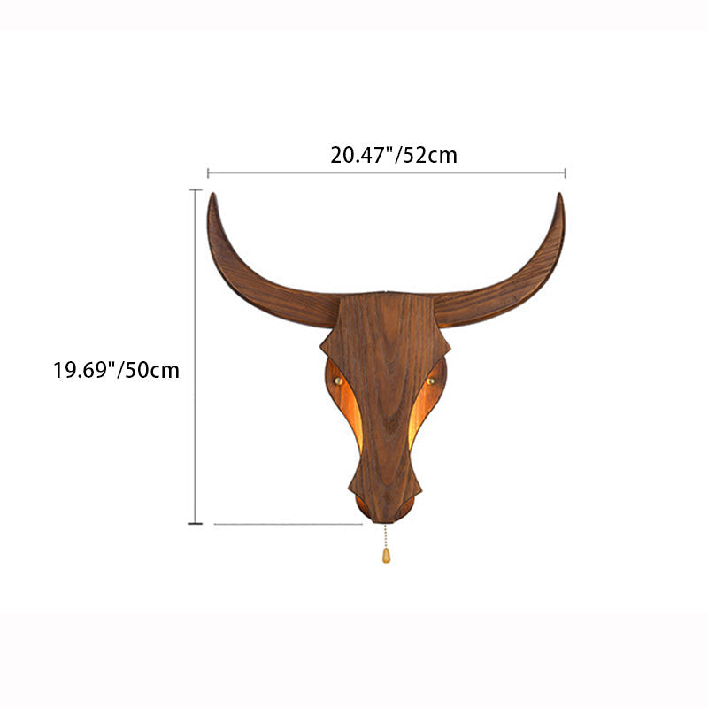 Brevion – Applique murale LED tête de taureau en bois rustique 1 lumière  
