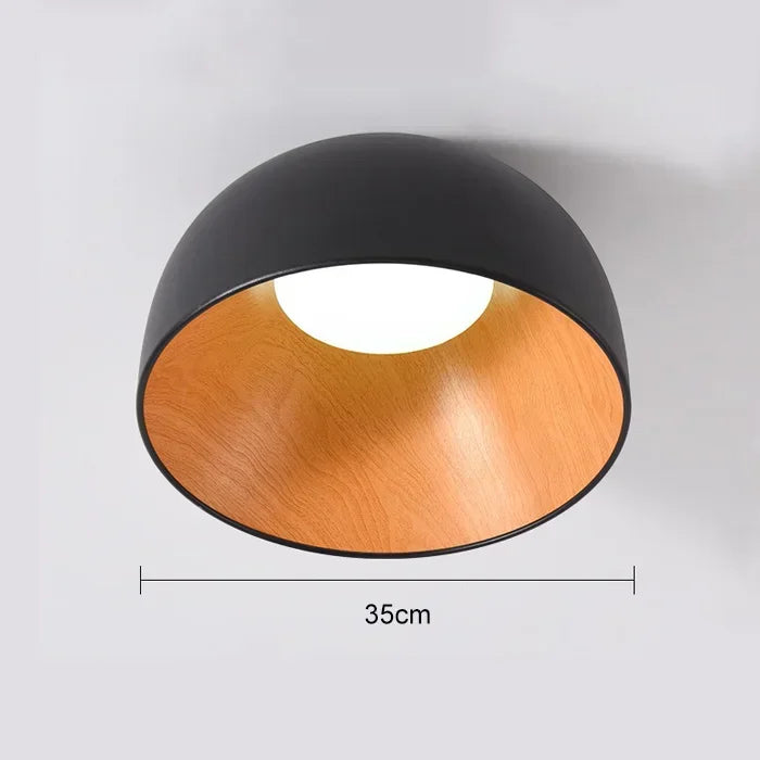 Aubrey - Lampada da soffitto in metallo nero e legno