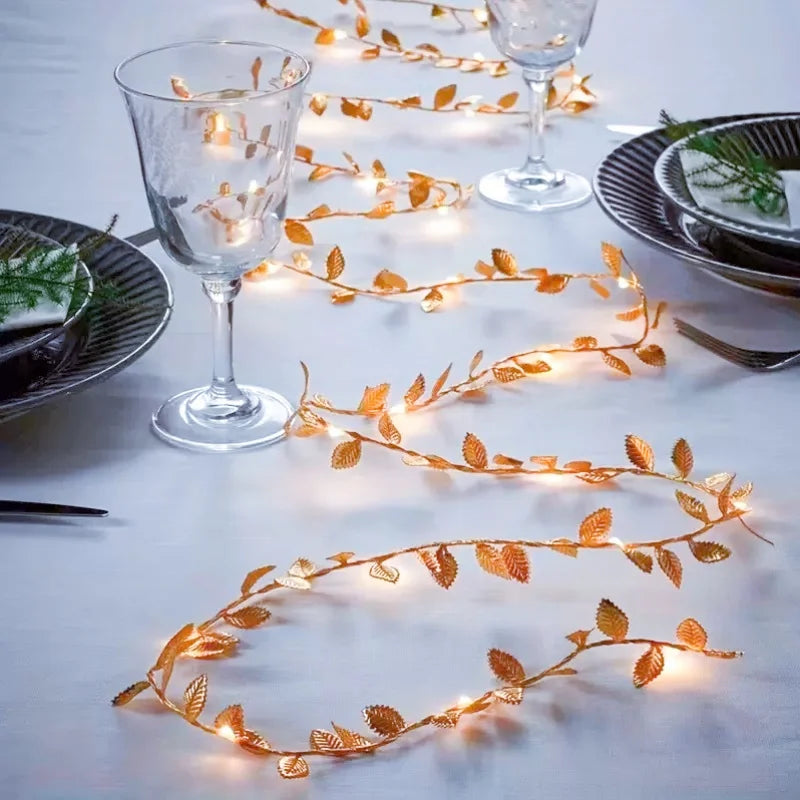 Liorow – Guirlande lumineuse LED feuilles dorées
