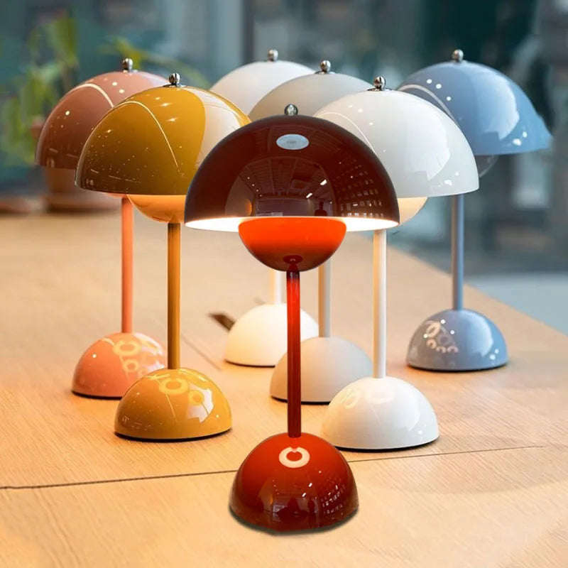 Modern Round Wireless Table Lamp Dimmable Rechargeable LED