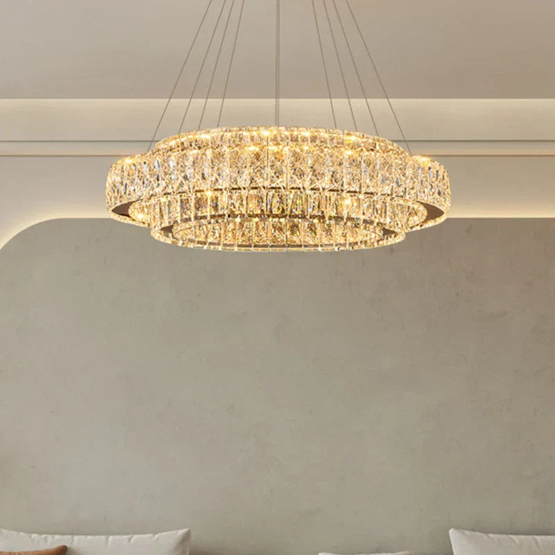 Buralisse - Candelabro LED de anillo de cristal