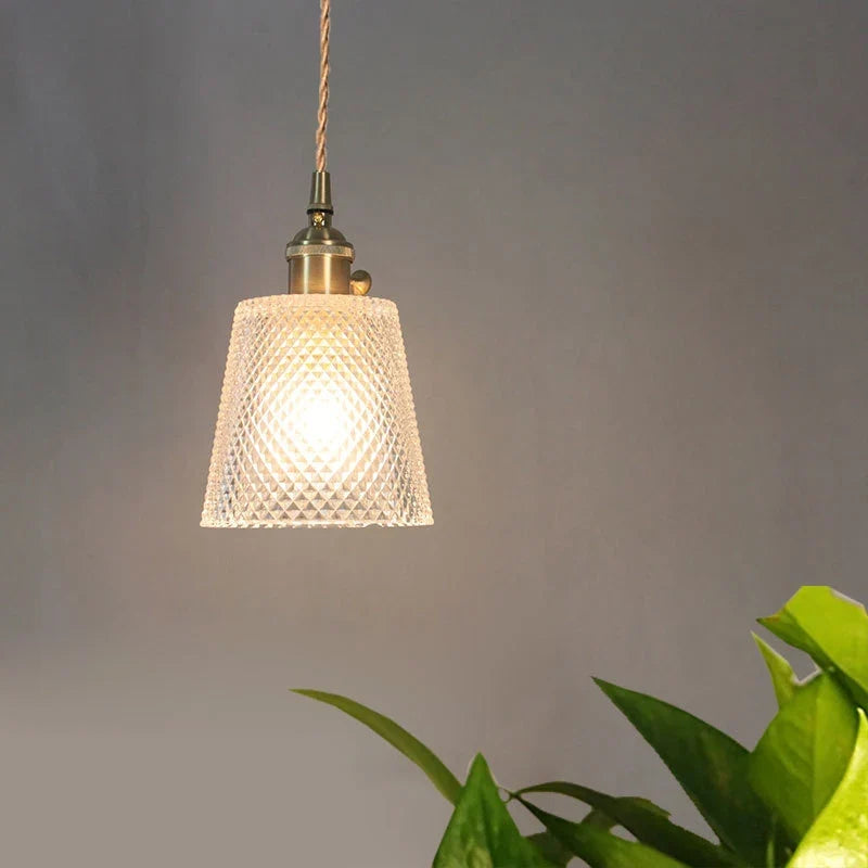 Vintage Nordic Glass Pendant Lamp Retro Hanging Light - Image 4