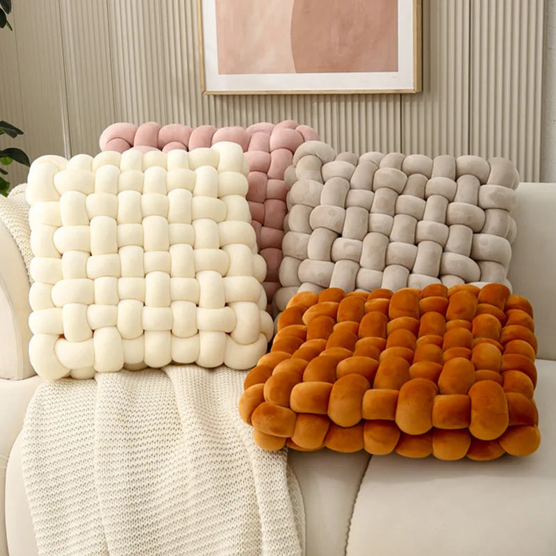 Woven Knot Square Plush Decorative Pillow - Image 14