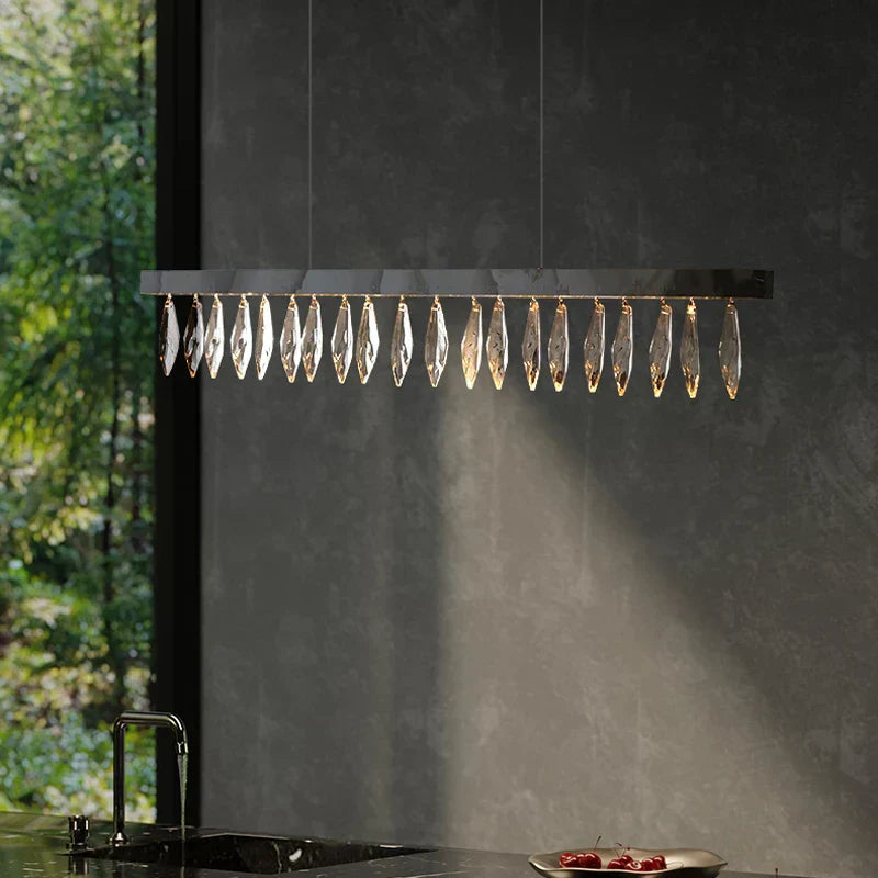 Revian - Lustre rectangulaire en cristal argenté