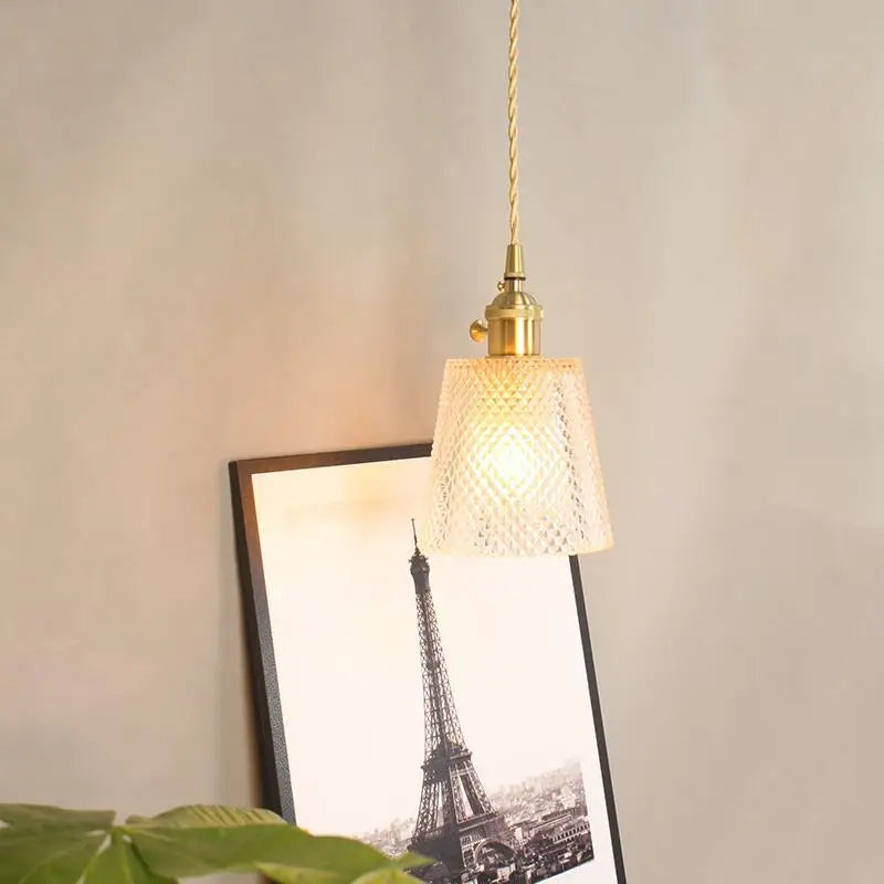 Vintage Nordic Glass Pendant Lamp Retro Hanging Light - Image 3