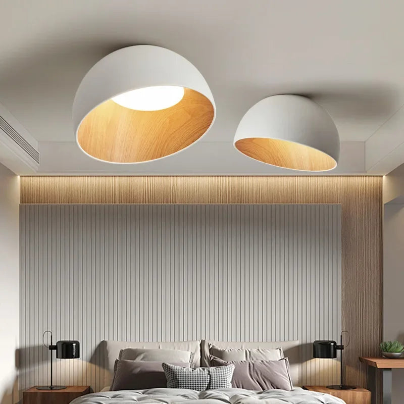 Aubrey - Lampada da soffitto in metallo nero e legno