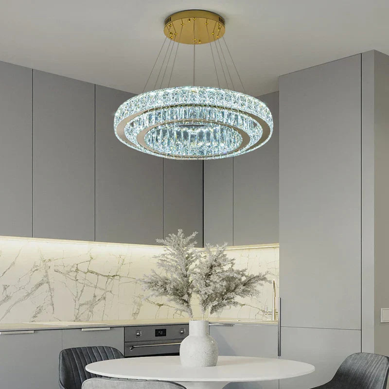 Buralisse - Lampadario ad anello LED in cristallo
