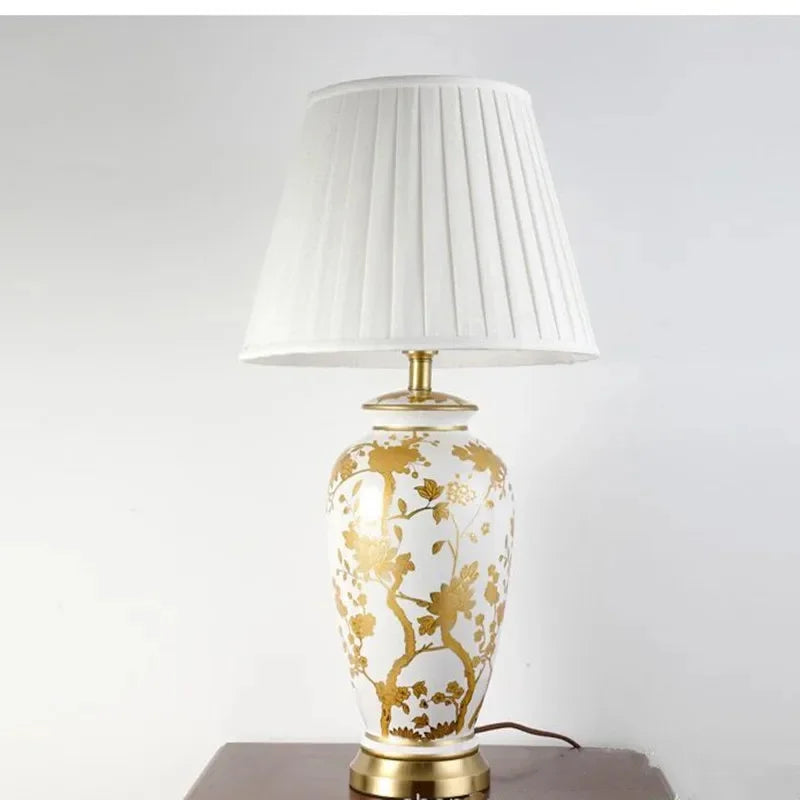 Aurivelle - Lampe de table en céramique avec base en cuivre