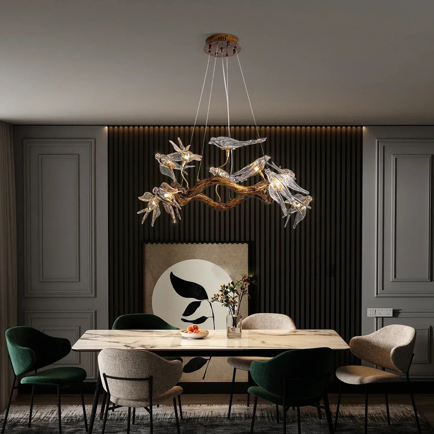 Sylverra - Suspension lustre branche d’hirondelle