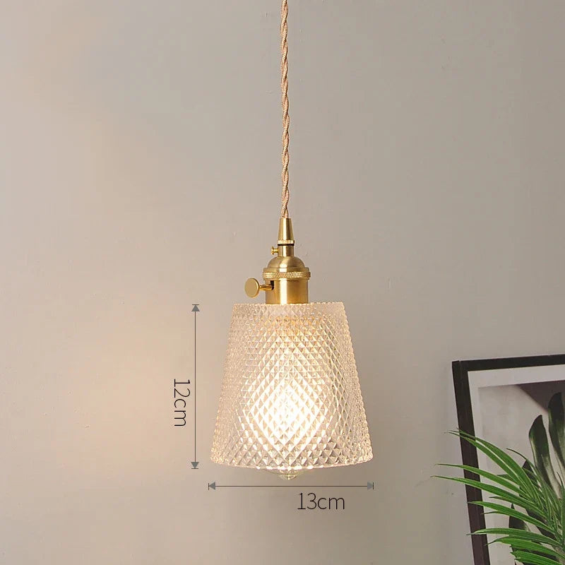 Vintage Nordic Glass Pendant Lamp Retro Hanging Light