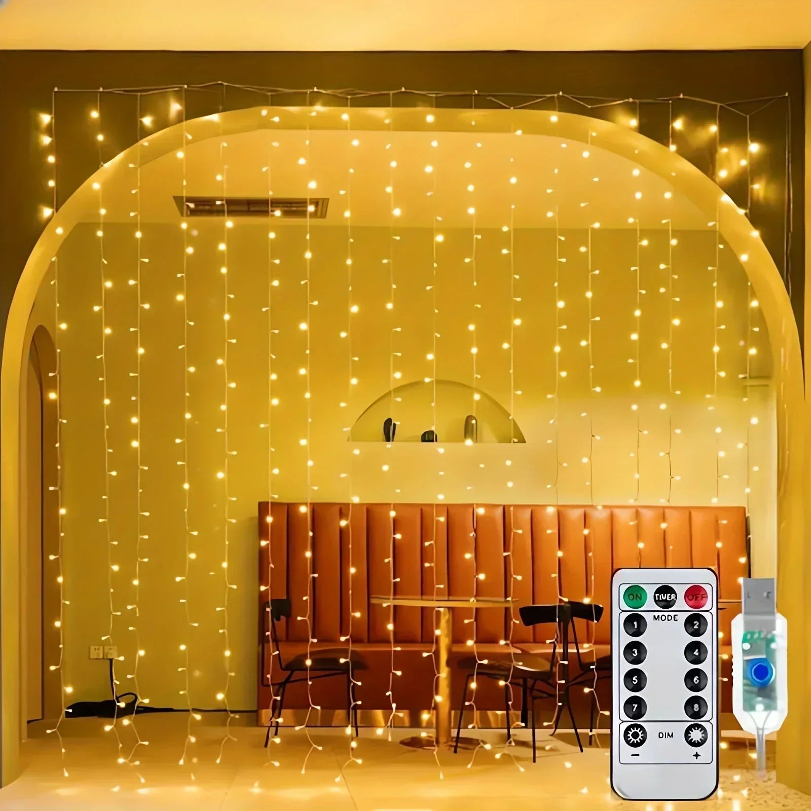 Elysio – Luci a tenda LED USB con telecomando