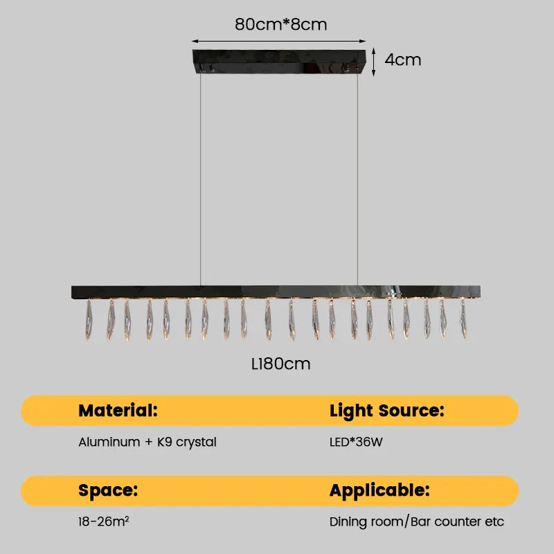 Revian - Lustre rectangulaire en cristal argenté