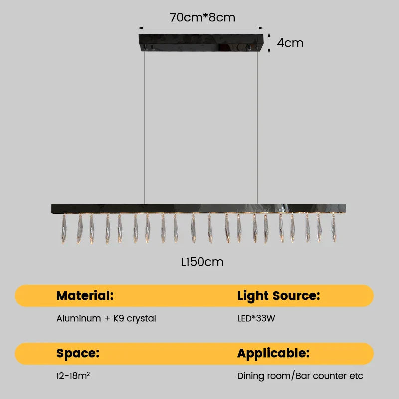Revian - Lustre rectangulaire en cristal argenté