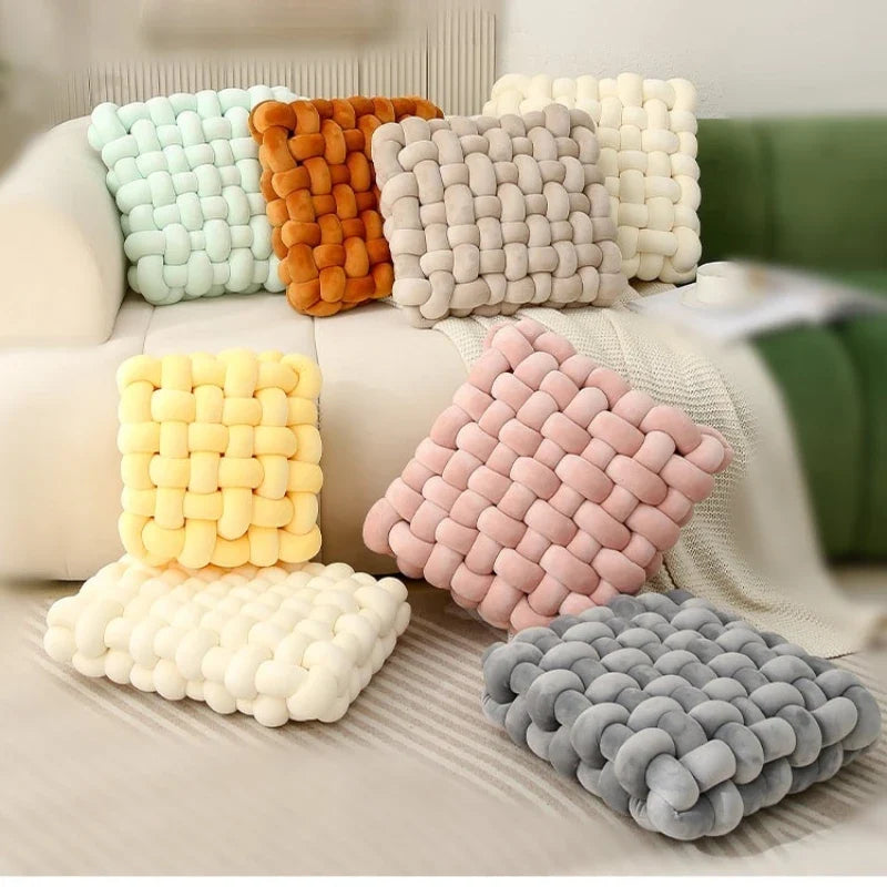 Woven Knot Square Plush Decorative Pillow - Image 9