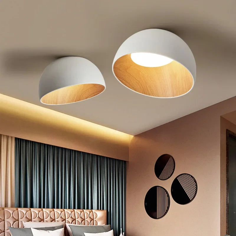 Aubrey - Lampada da soffitto in metallo nero e legno