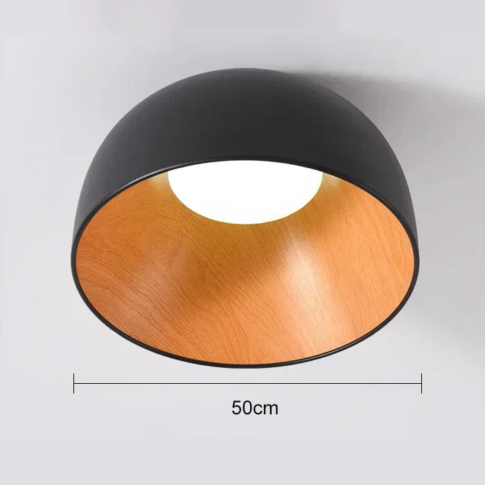 Aubrey - Lampada da soffitto in metallo nero e legno