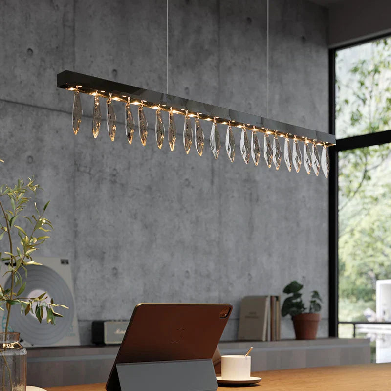 Revian - Lustre rectangulaire en cristal argenté