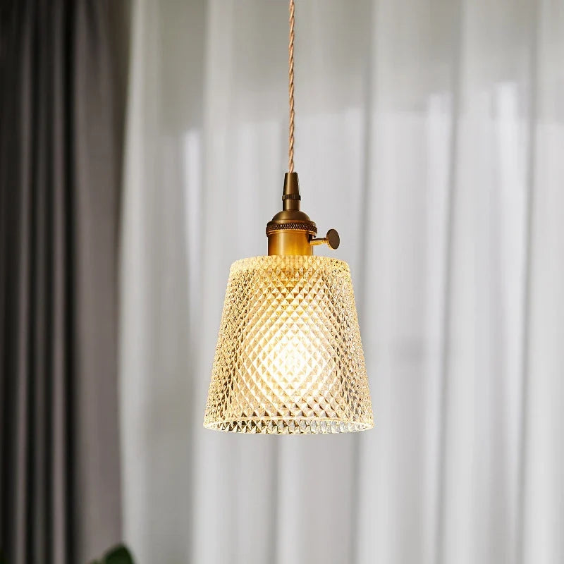 Vintage Nordic Glass Pendant Lamp Retro Hanging Light - Image 2