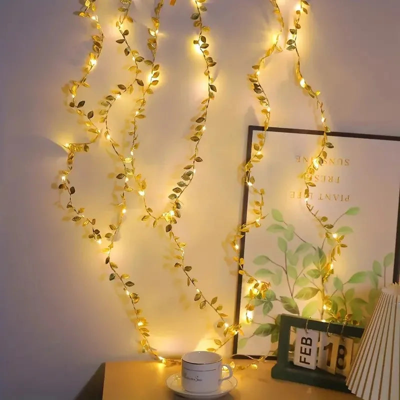 Liorow – Guirlande lumineuse LED feuilles dorées