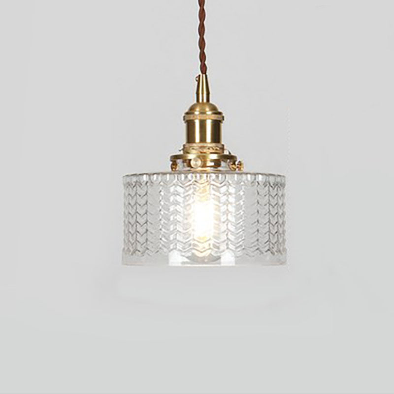 Nivoran - Lampada a sospensione rotonda in vetro e ottone LED