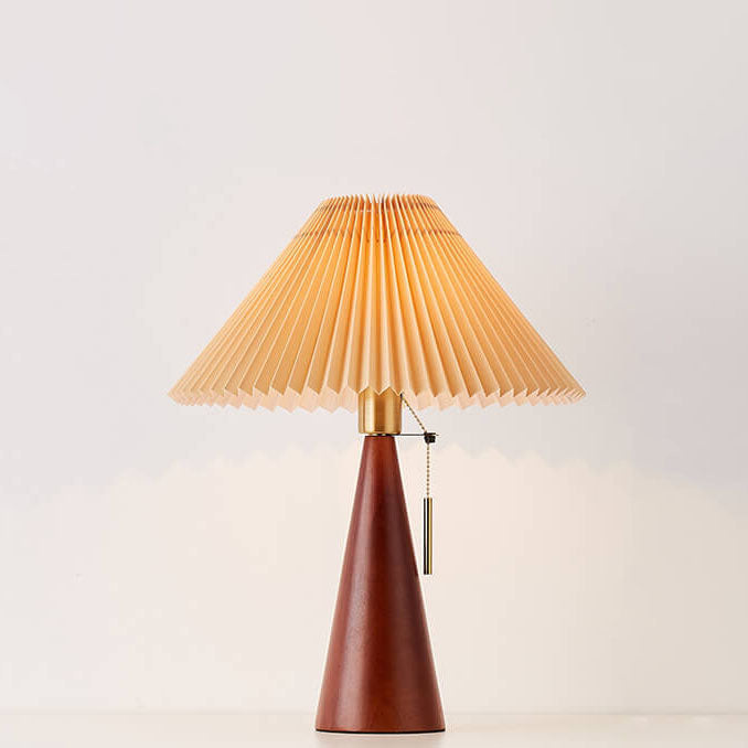 Japandi Pleated Fabric Wood Table Lamp LED - Image 13