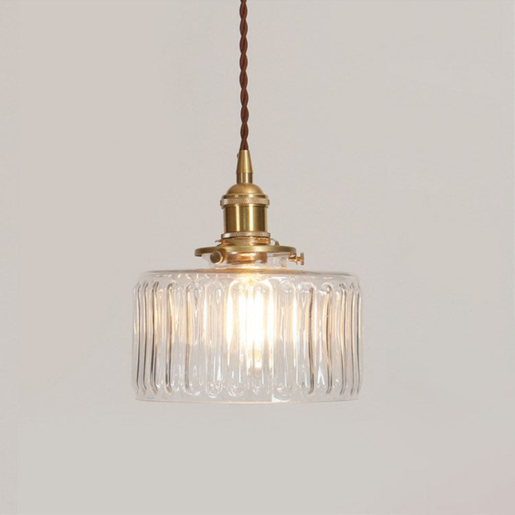 Nivoran - Lampada a sospensione rotonda in vetro e ottone LED