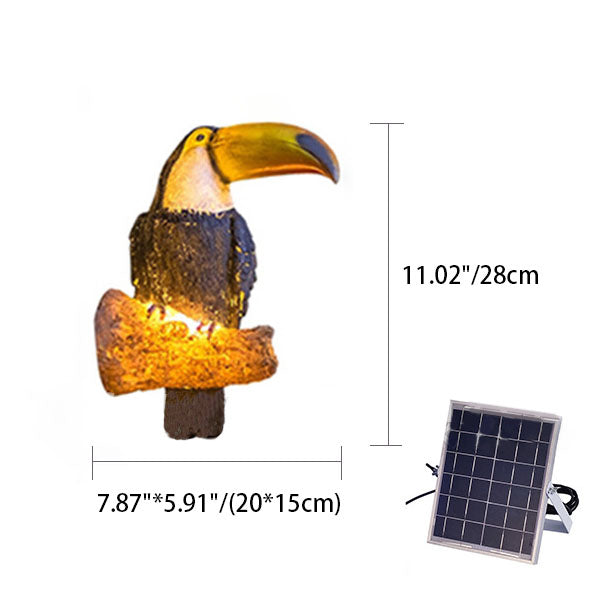 Cirelle - Scultura da giardino a forma di uccello con luce LED solare