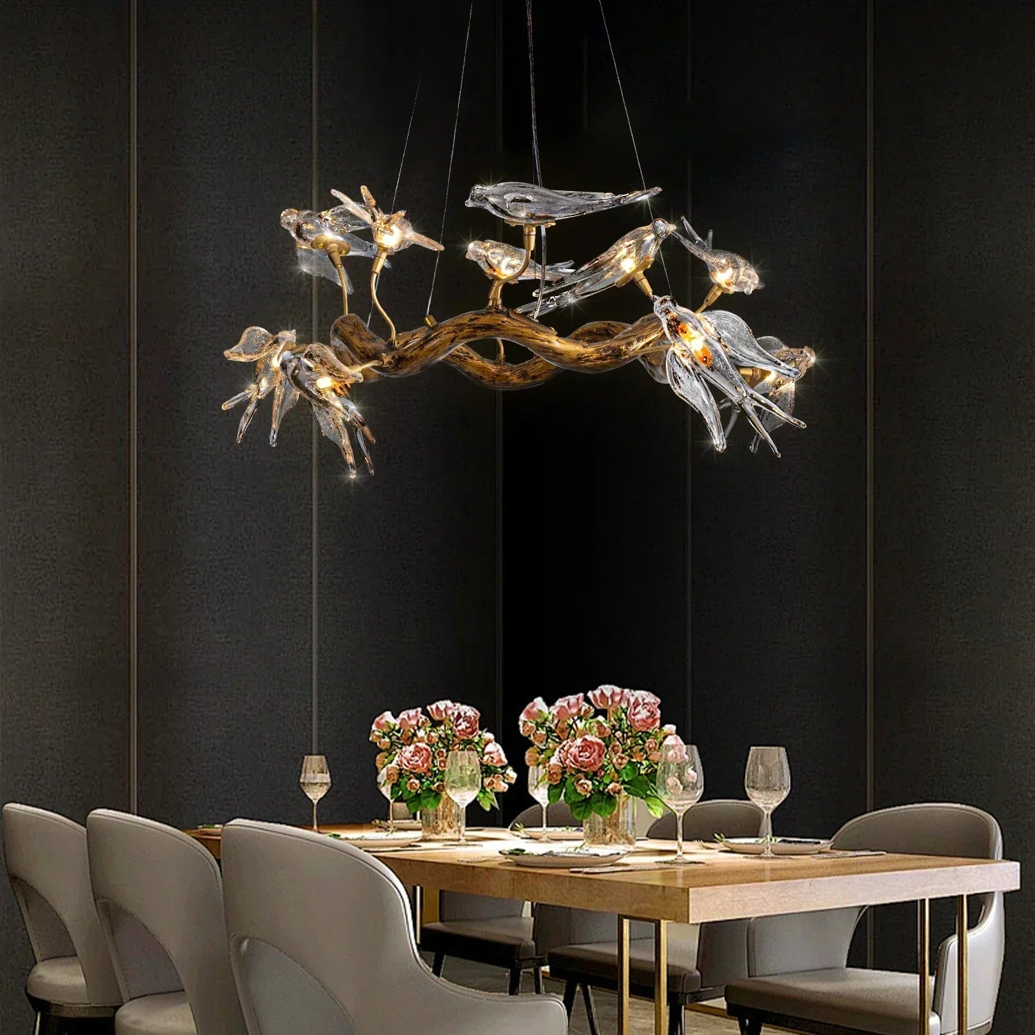 Sylverra - Suspension lustre branche d’hirondelle