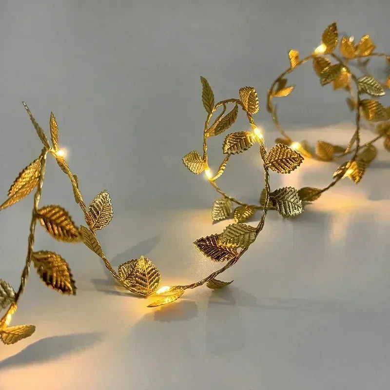 Liorow – Guirlande lumineuse LED feuilles dorées