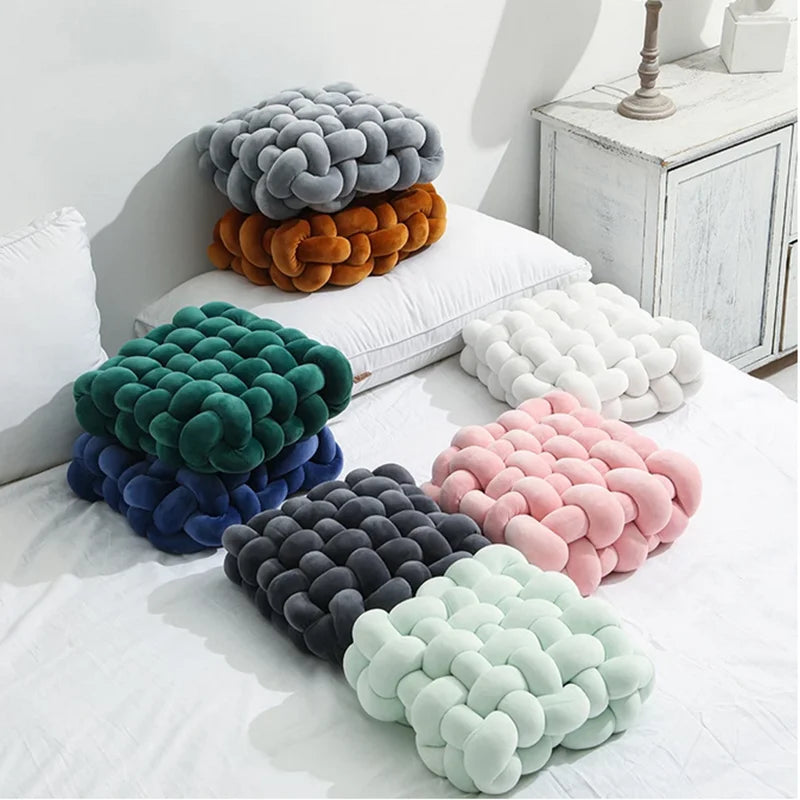 Woven Knot Square Plush Decorative Pillow - Image 10