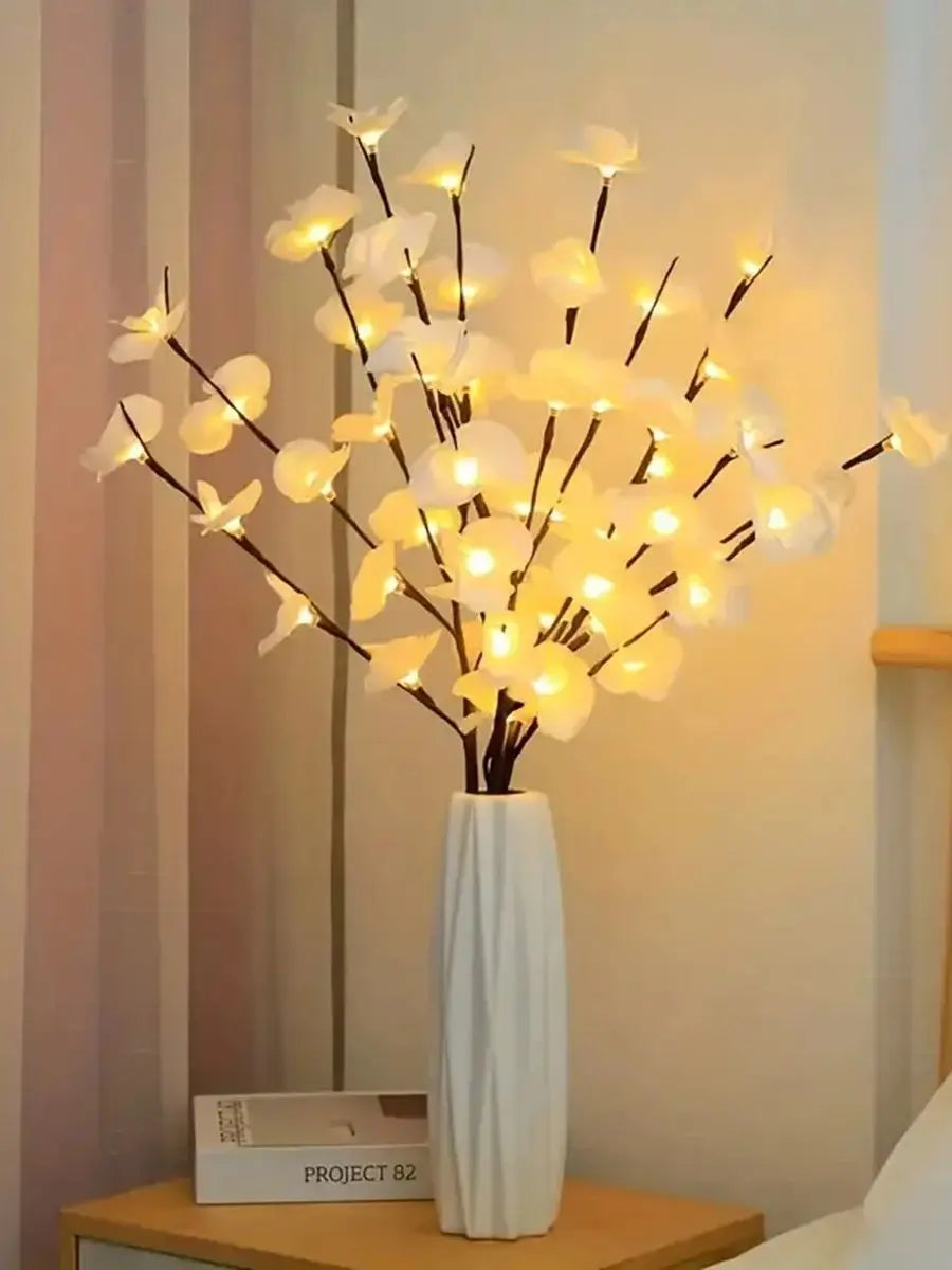 LED Orchid Branch Lighted Artificial Flowers Warm White