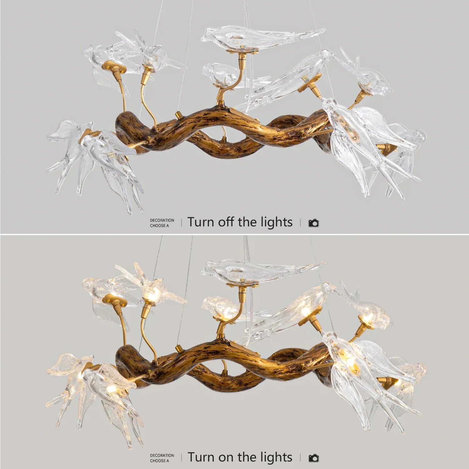 Sylverra - Suspension lustre branche d’hirondelle