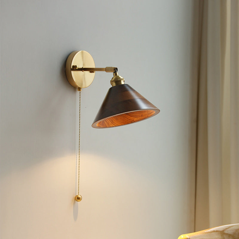 Nordivane – Applique da parete scandinava in ottone e legno, 1 luce