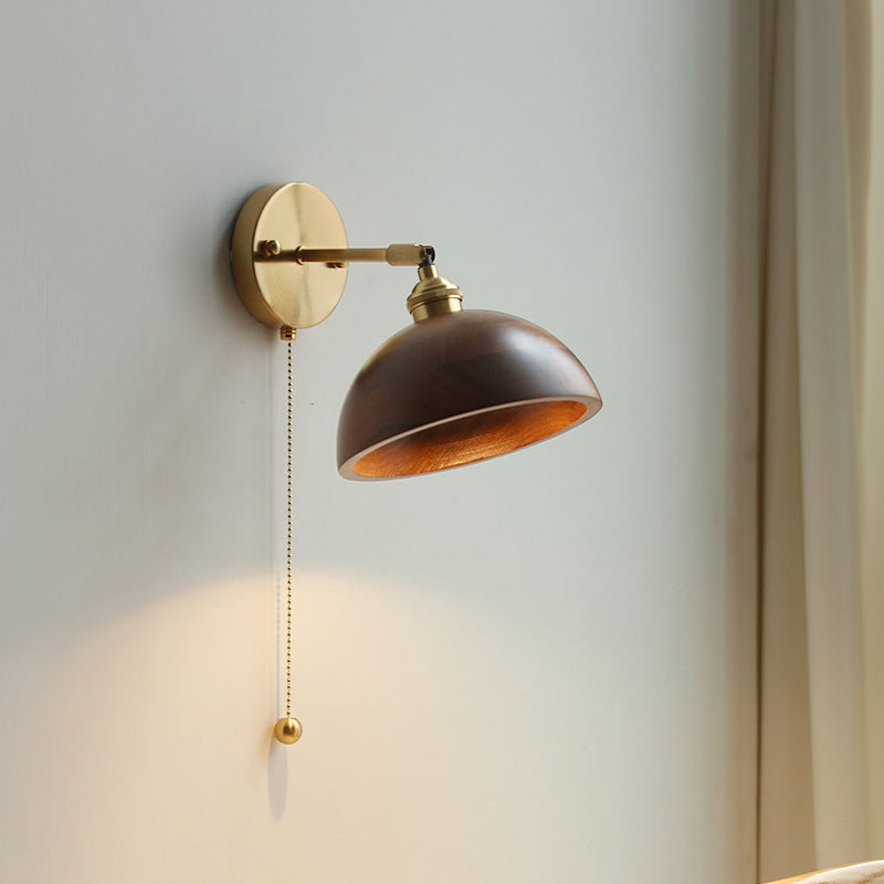 Nordivane – Applique da parete scandinava in ottone e legno, 1 luce