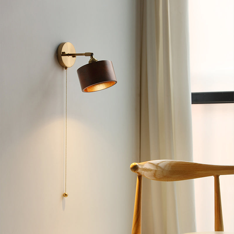 Nordivane – Applique da parete scandinava in ottone e legno, 1 luce