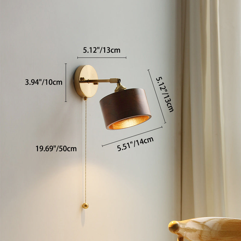 Nordivane – Applique da parete scandinava in ottone e legno, 1 luce