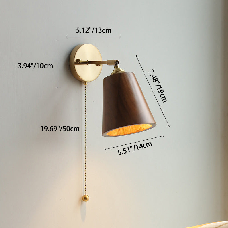 Nordivane – Applique da parete scandinava in ottone e legno, 1 luce
