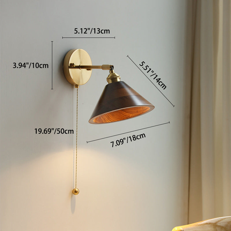 Nordivane – Applique da parete scandinava in ottone e legno, 1 luce