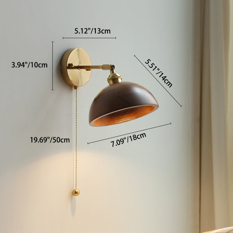 Nordivane – Applique da parete scandinava in ottone e legno, 1 luce