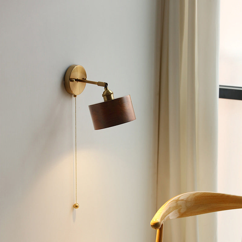Nordivane – Applique da parete scandinava in ottone e legno, 1 luce