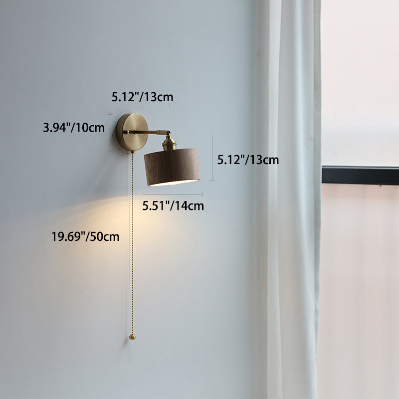 Nordivane – Applique da parete scandinava in ottone e legno, 1 luce