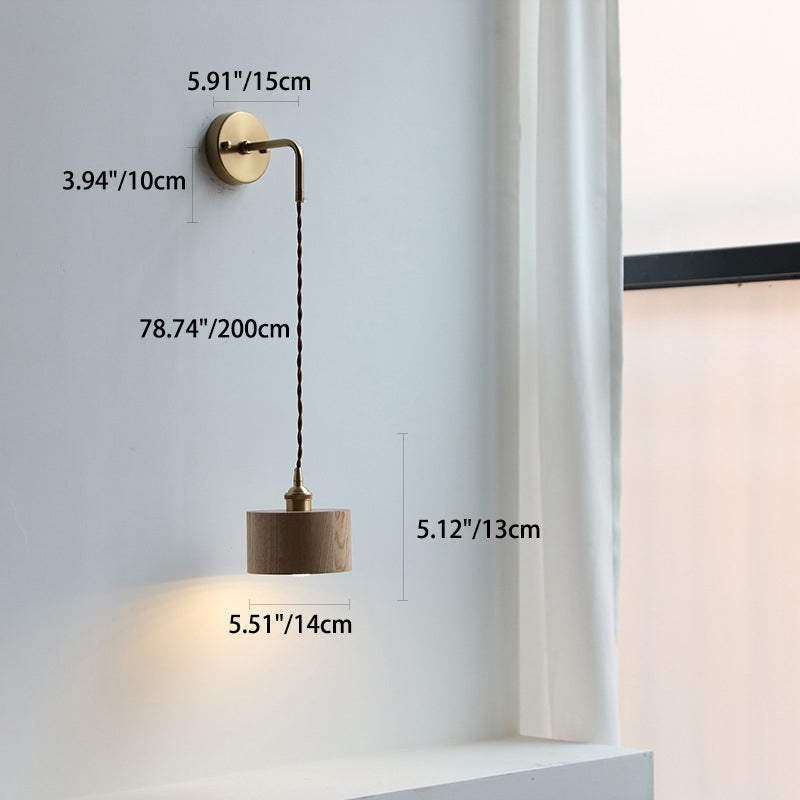 Nordivane – Applique da parete scandinava in ottone e legno, 1 luce