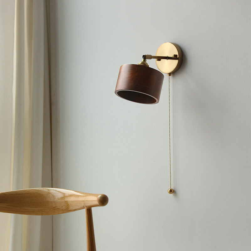Nordivane – Applique da parete scandinava in ottone e legno, 1 luce