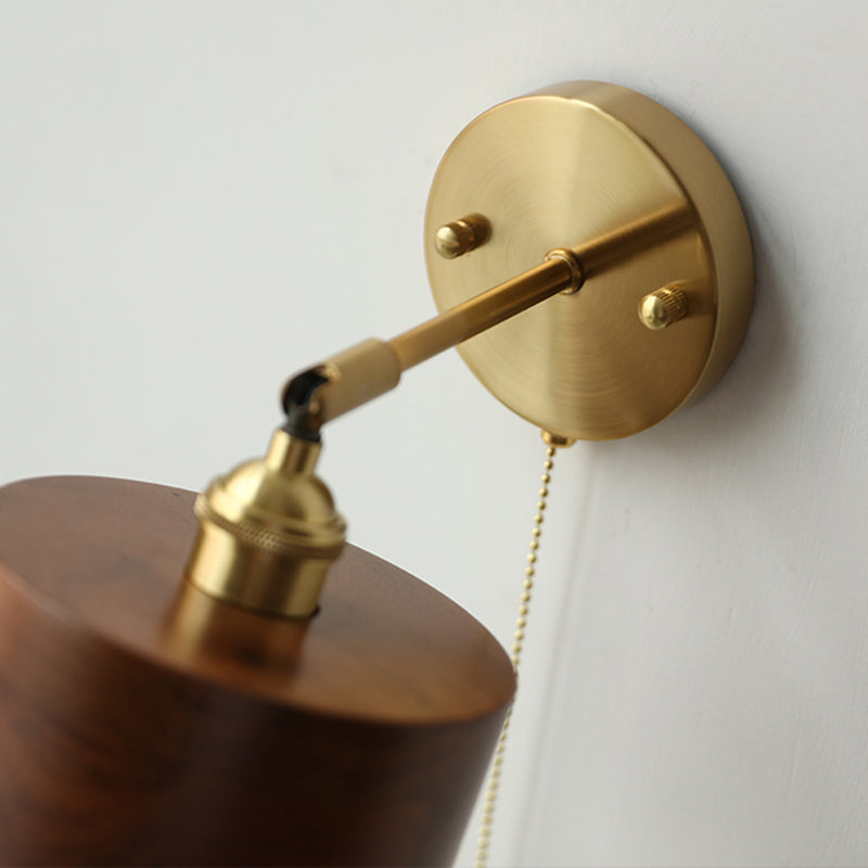 Nordivane – Applique da parete scandinava in ottone e legno, 1 luce